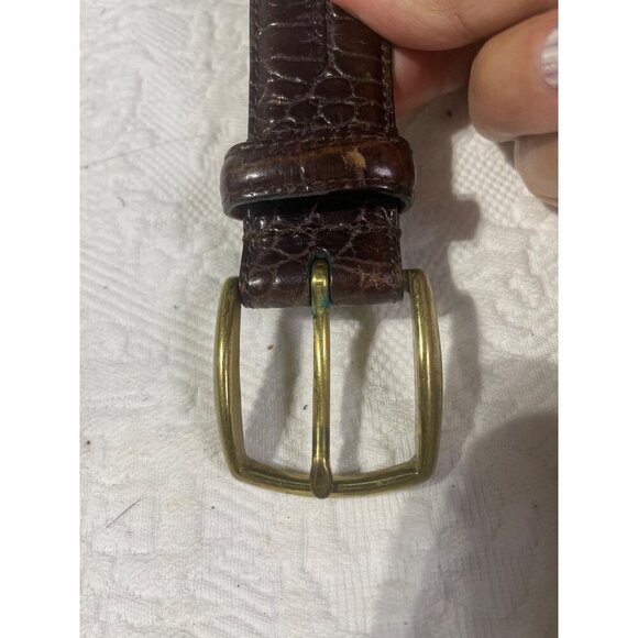 Coach Brown Leather Embossed Belt With Brass Buckle Size 32 - Picture 4 of 7